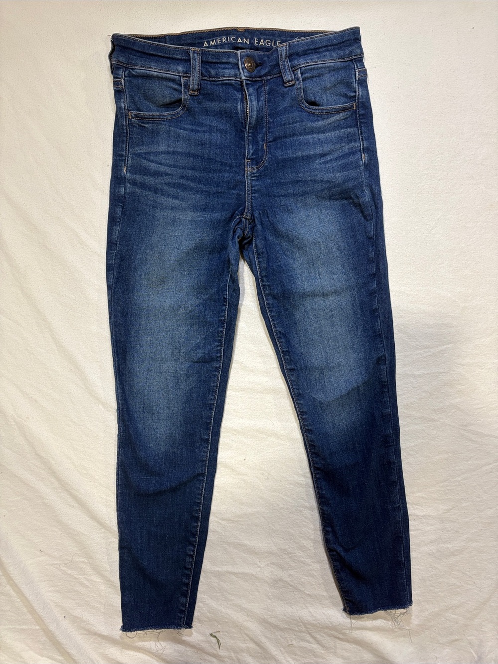 American Eagle High Rise Next Level Cropped Jegging Dark Wash Blue - Size 4